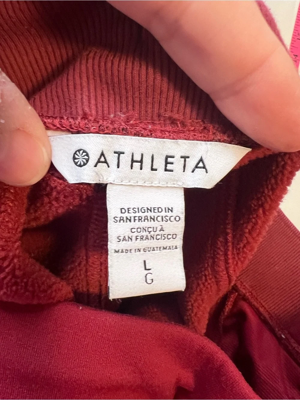 #398 Athleta Altitude Jogger Polartec Power Stretch Fleece Joggers Red Large EUC - Picture 5 of 7